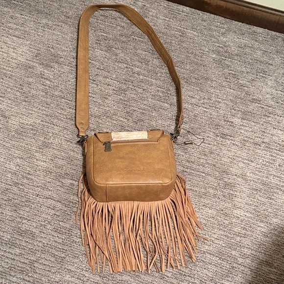 Montana West Tan and Brown Fringe Crossbody Bag - Picture 4 of 5